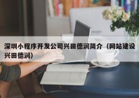 深圳小程序开发公司兴田德润简介（网站建设兴田德润）